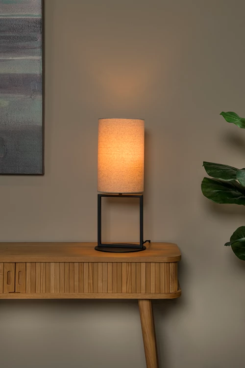 Lucide HERMAN - Tafellamp - Ø 20 cm - 1xE27 - Beige - sfeer 1